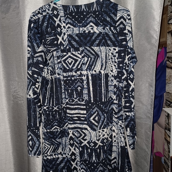 K Jordan Womens Long Sleeved Thigh Length Stretchy Blue Gray Black Tunic XL - Picture 3 of 5